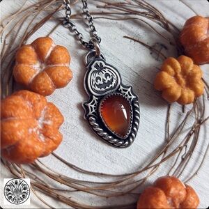 Elegant Silver and Orange Pendant Necklace
